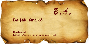 Baják Anikó névjegykártya
